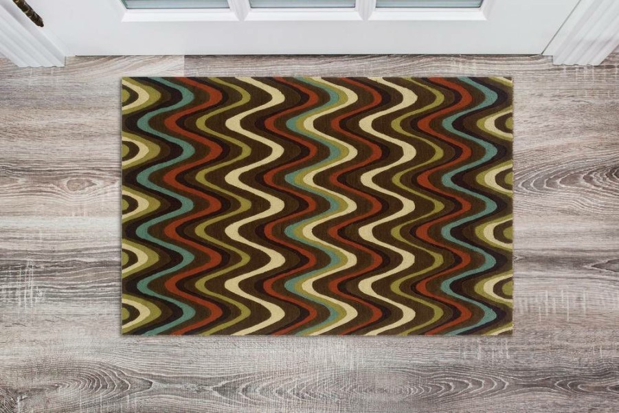 Rugs * | High Quality Trio Mouzi Brown & Multi 1.10 2.10 Linon Home Decor Rug-Tae0923