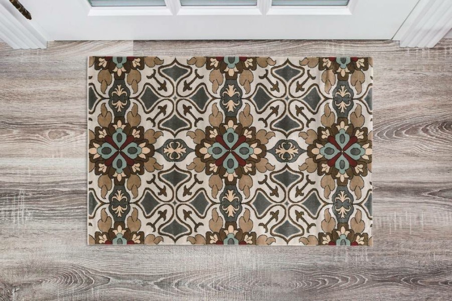 Rugs * | Attractive Elegance Lily Grey & Beige 2 3 Linon Home Decor Rugee34523