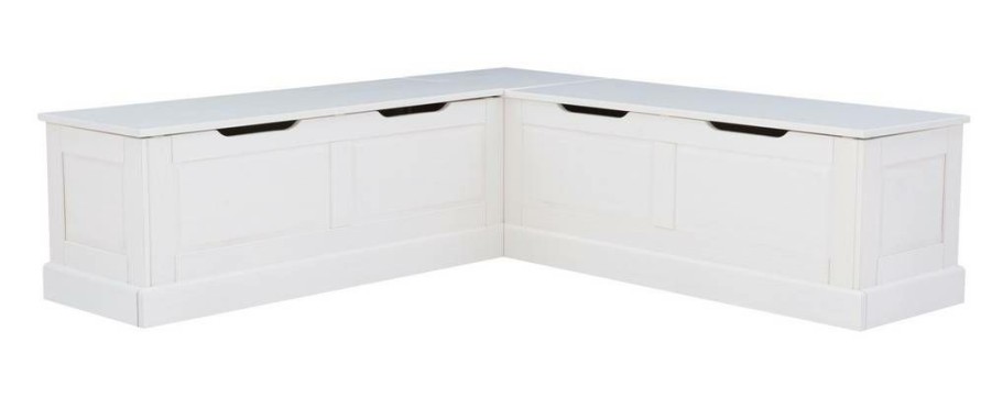 Kitchen & Dining * | Exclusive Design Tobin Backless Corner Nook Set, White Linon Knk161Whtabcu