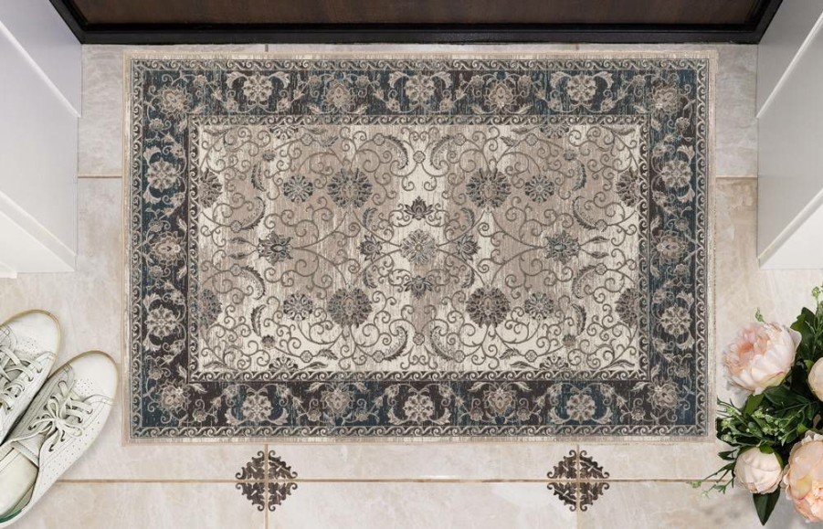 Rugs * | Closeout Sale Vintage Isfahan Grey & Blue 2 3 Linon Home Decor Rugvt2123