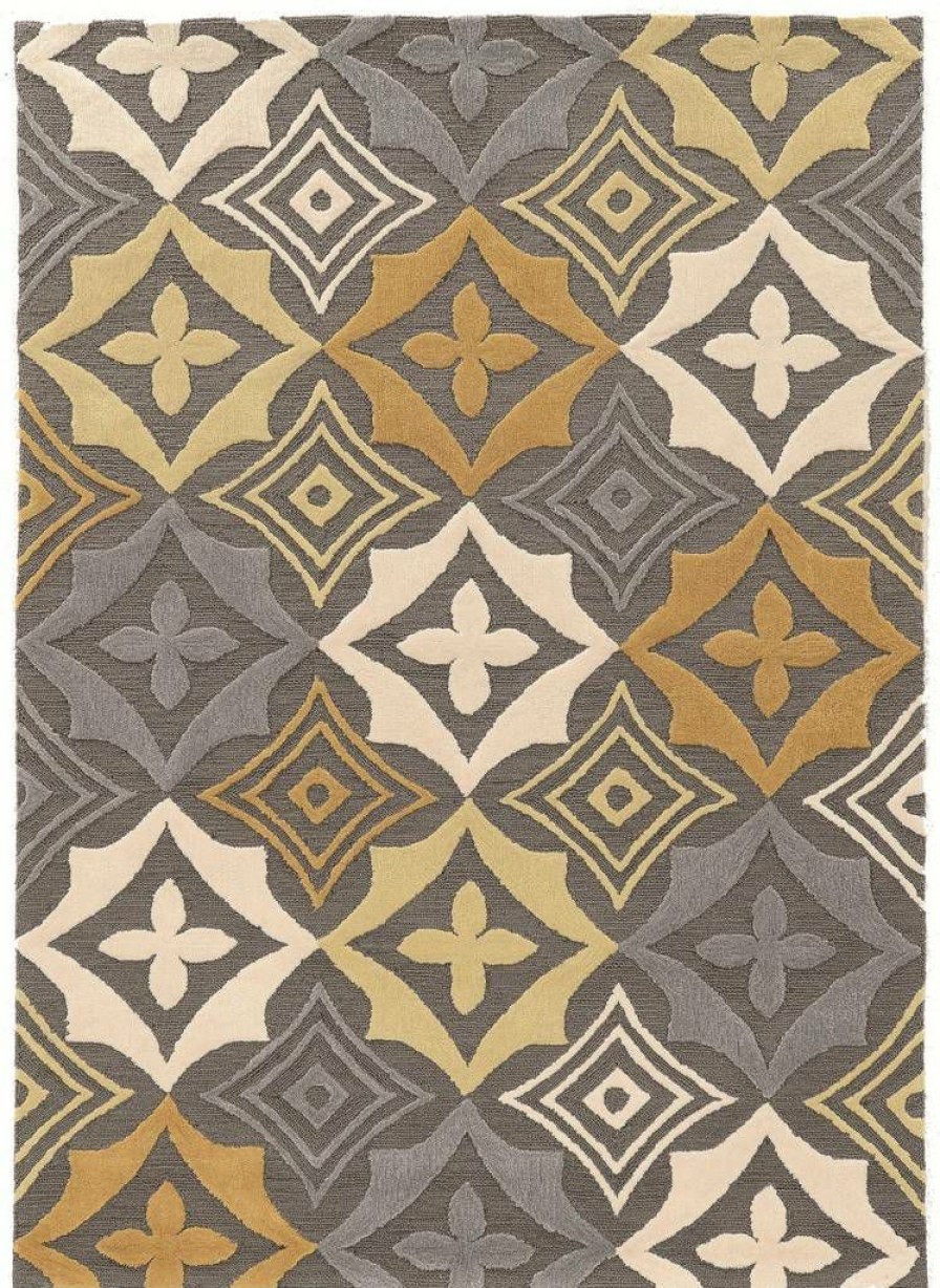 Rugs * | Online Sales Trio Emblem Grey & Gold 1.10 2.10 Linon Home Decor Rugta56223