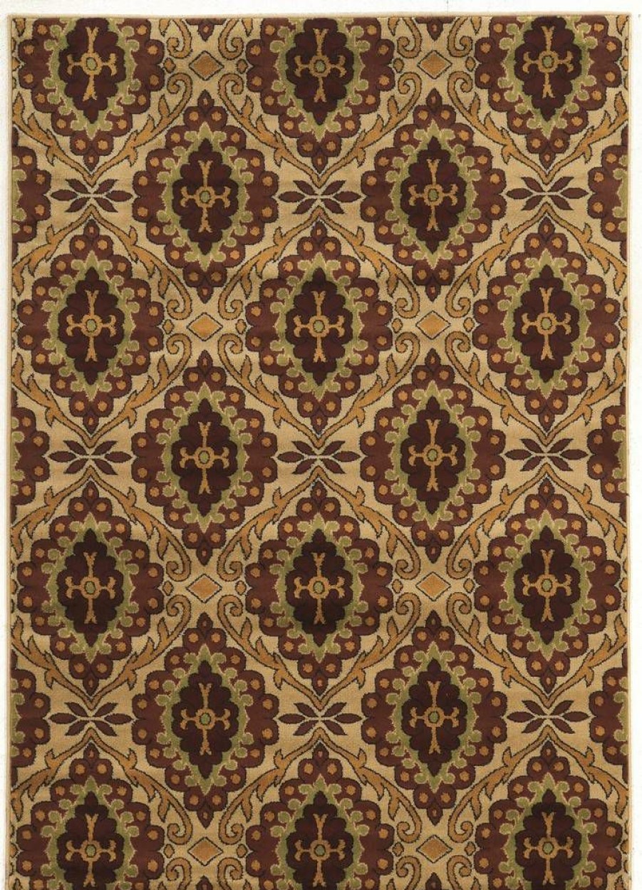 Rugs * | High Quality Elegance Emily Beige & Burgundy 2 3 Linon Home Decor Rugee32623