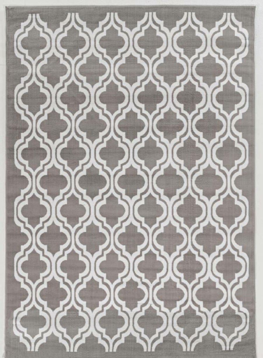 Rugs * | Online Sales Capri Quatrafoil Grey & Cream 6.5 9.3 Linon Home Decor Rugbc10171