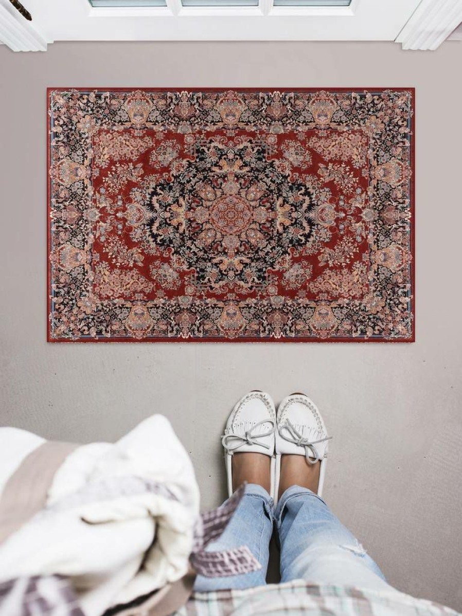 Rugs * | Crazy Deals Emerald Martin Red & Navy 2.2 3.2 Linon Home Decor Rugem2323