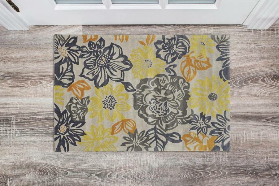 Rugs * | Exclusive Design Trio Benton Grey & Yellow 1.10 2.10 Linon Home Decor Rug-Tarl3223