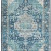 Rugs * | Online Sales Washable Sariah Teal/Ivory 3 5 Linon Home Decor Rugwr1535