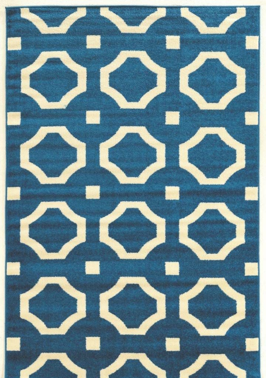 Rugs * | Special Style Claremont Octagon Blue & Ivory 2 3 Linon Home Decor Rugct2423