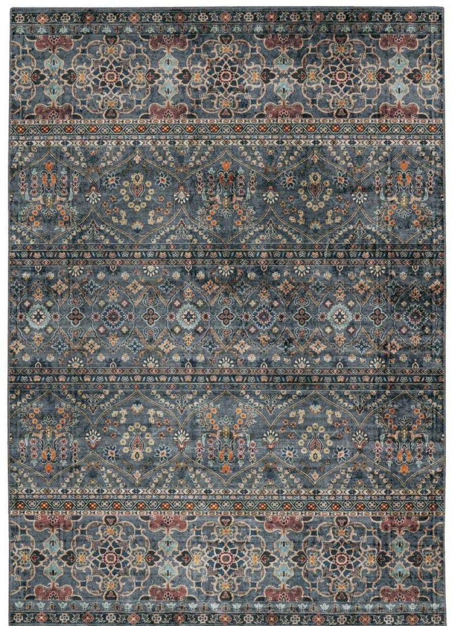 Rugs * | Classical Washable Grant Teal/Ivory 3 5 Linon Home Decor Rugwr1835