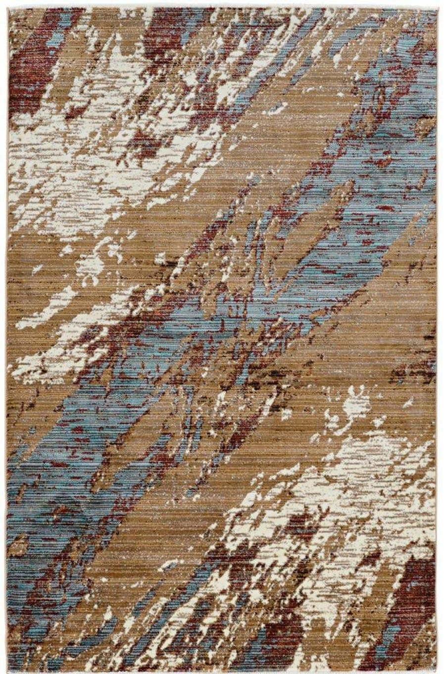 Rugs * | Special Illusions Marble Beige & Blue 3 5 Linon Home Decor Rugil0535