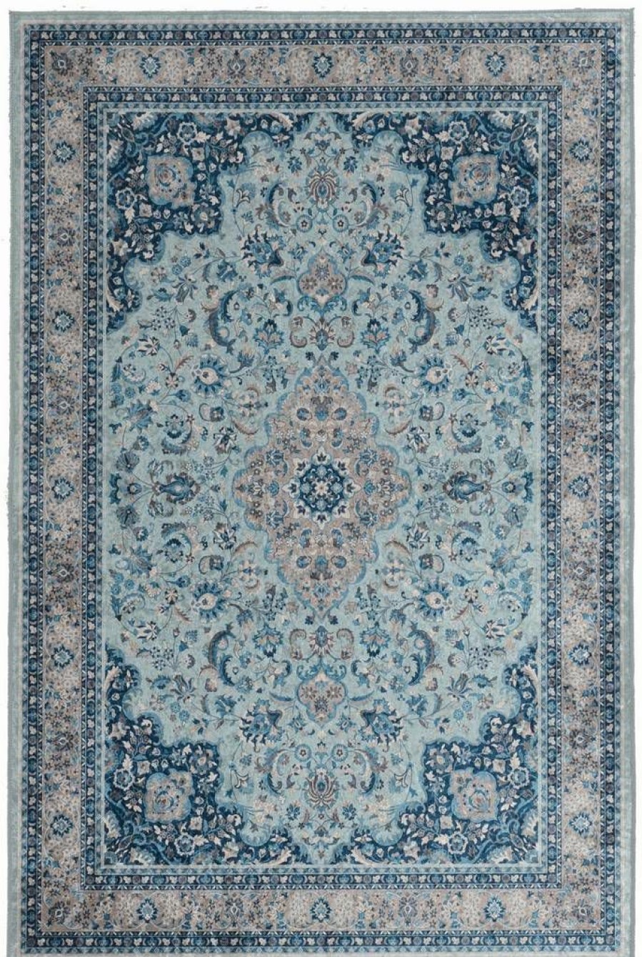 Rugs * | Cheap Emerald Barton Blue & Ivory 3.3 5 Linon Home Decor Rugem1235