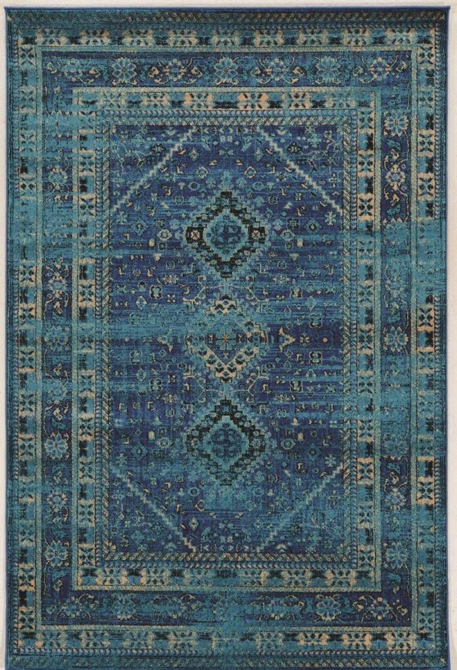 Rugs * | Best Sellers Serape Goravan Turquoise & Ivory 2 3 Linon Home Decor Rugse1023