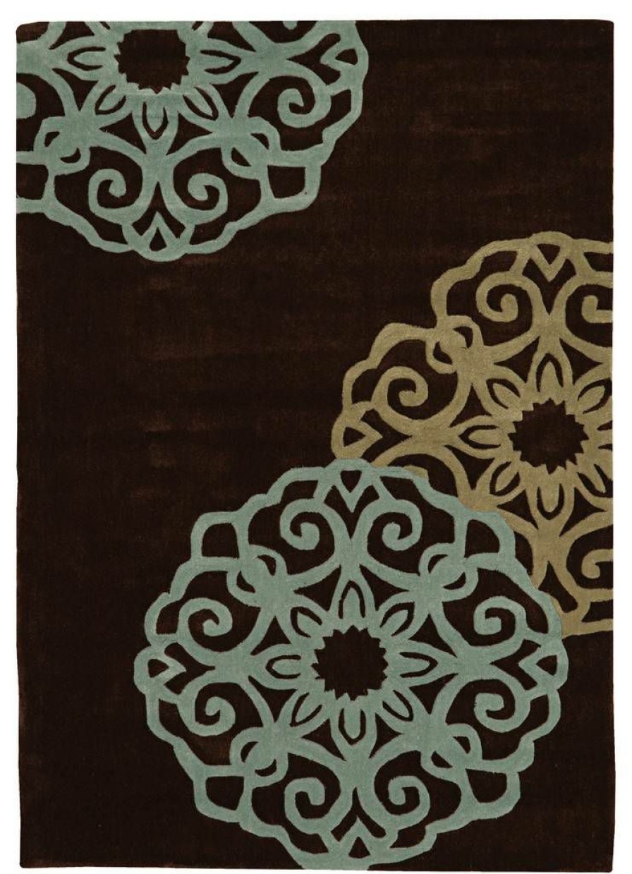 Rugs * | Special Style Triomedallion Chocolate&Iceblue1.10 2.10 Linon Home Decor Rug-Tad1123