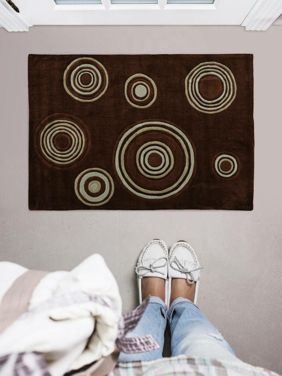 Rugs * | Online Sales Trio Brinlee Chocolate&Spablue 1.10 2.10 Linon Home Decor Rug-Tard1023