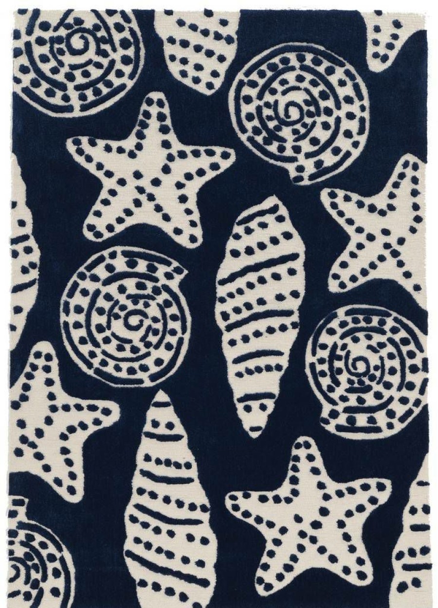 Rugs * | Special Trio Flotsom Navy & Ivory 2 3 Linon Home Decor Rugta59223