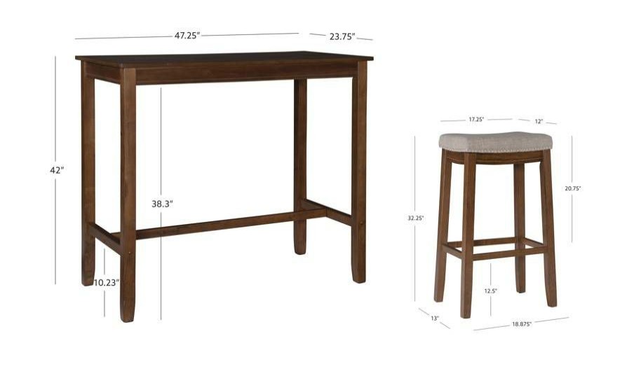 Bar * | Online Store Claridge 3Pc Bar Set Rustic Linon Ts53Rusabcu