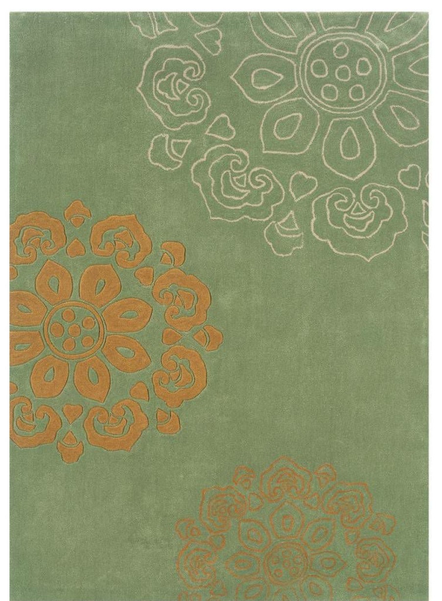 Rugs * | Special Style Trio Eryne Palegreen & Gold 1.10 2.10 Linon Home Decor Rug-Tab32923