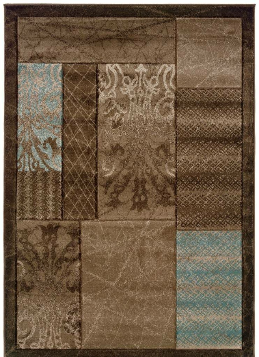 Rugs * | Online Sales Milan Sienna Brown & Aqua 1.10 2.10 Linon Home Decor Rug-Mn3423