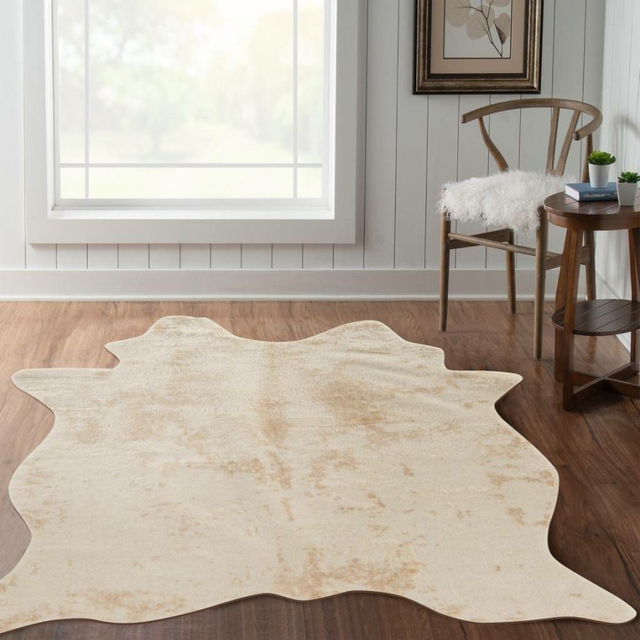 Rugs * | Crazy Deals Faux Cow Hide Ivory Linon Home Decor Rugfchivlt