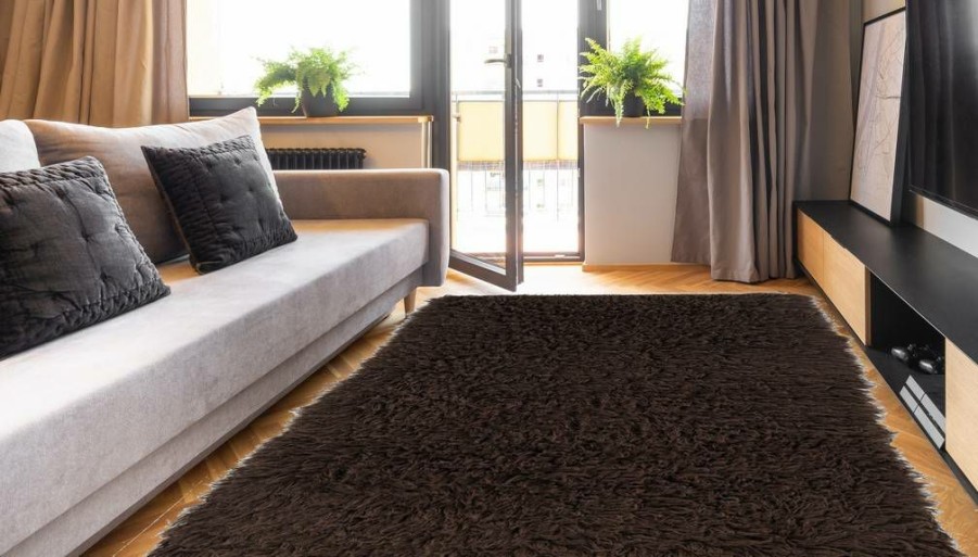 Rugs * | Closeout Sale 3A Flokati 2000Gr Cocoa 7 10 Linon Home Decor Flk-3Am0571