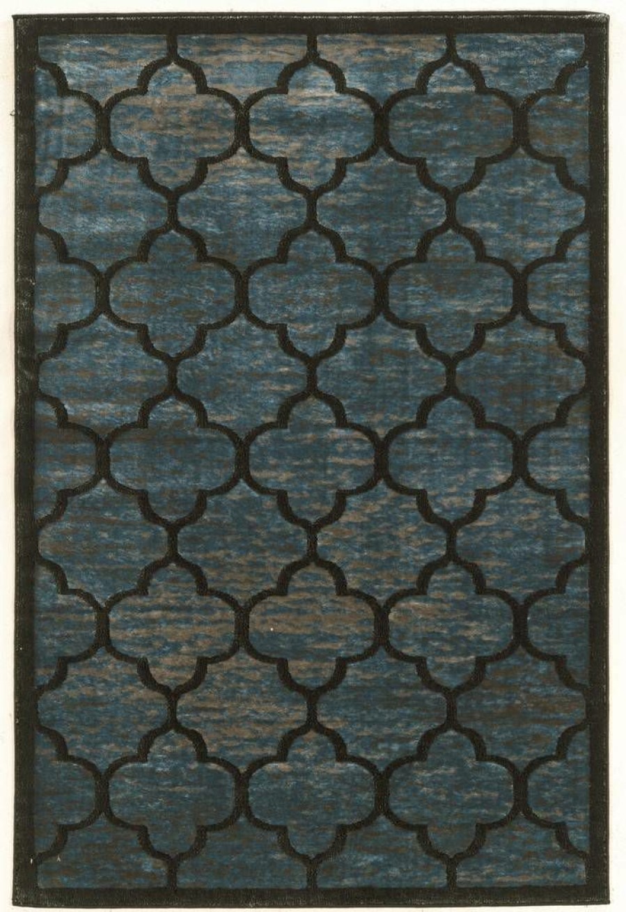 Rugs * | Quick Delivery Platinum Trellis Blue & Grey 2 3 Linon Home Decor Rugpm0323