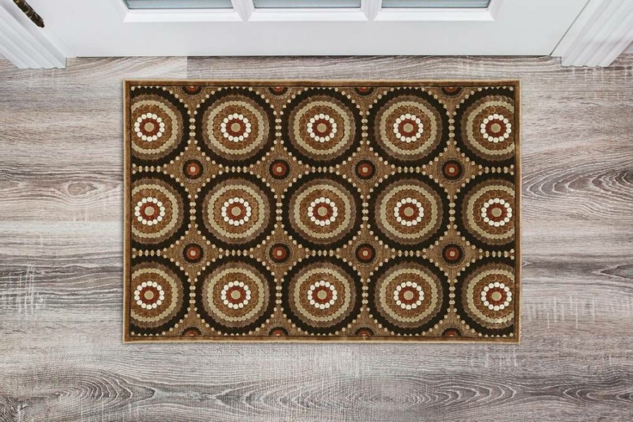 Rugs * | Online Sales Hi Lo Cylinders Brown & Beige 2 3 Linon Home Decor Rughl0523