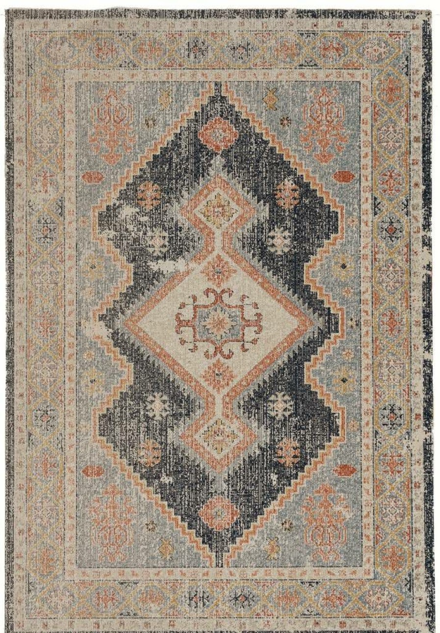 Rugs * | Attractive Great Zero Harlon Ivory & Blue 3 5 Linon Home Decor Ruggz0235