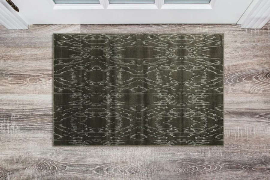 Rugs * | Crazy Deals Prisma Electric Charcoal & White 2 3 Linon Home Decor Rugpa0523