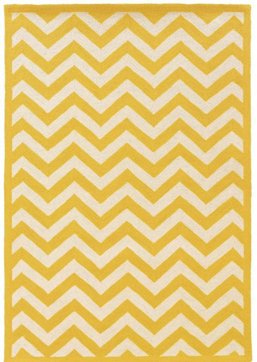 Rugs * | Online Sales Silhouette Chevron Yellow & Ivory 2 3 Linon Home Decor Rug-Sh0423