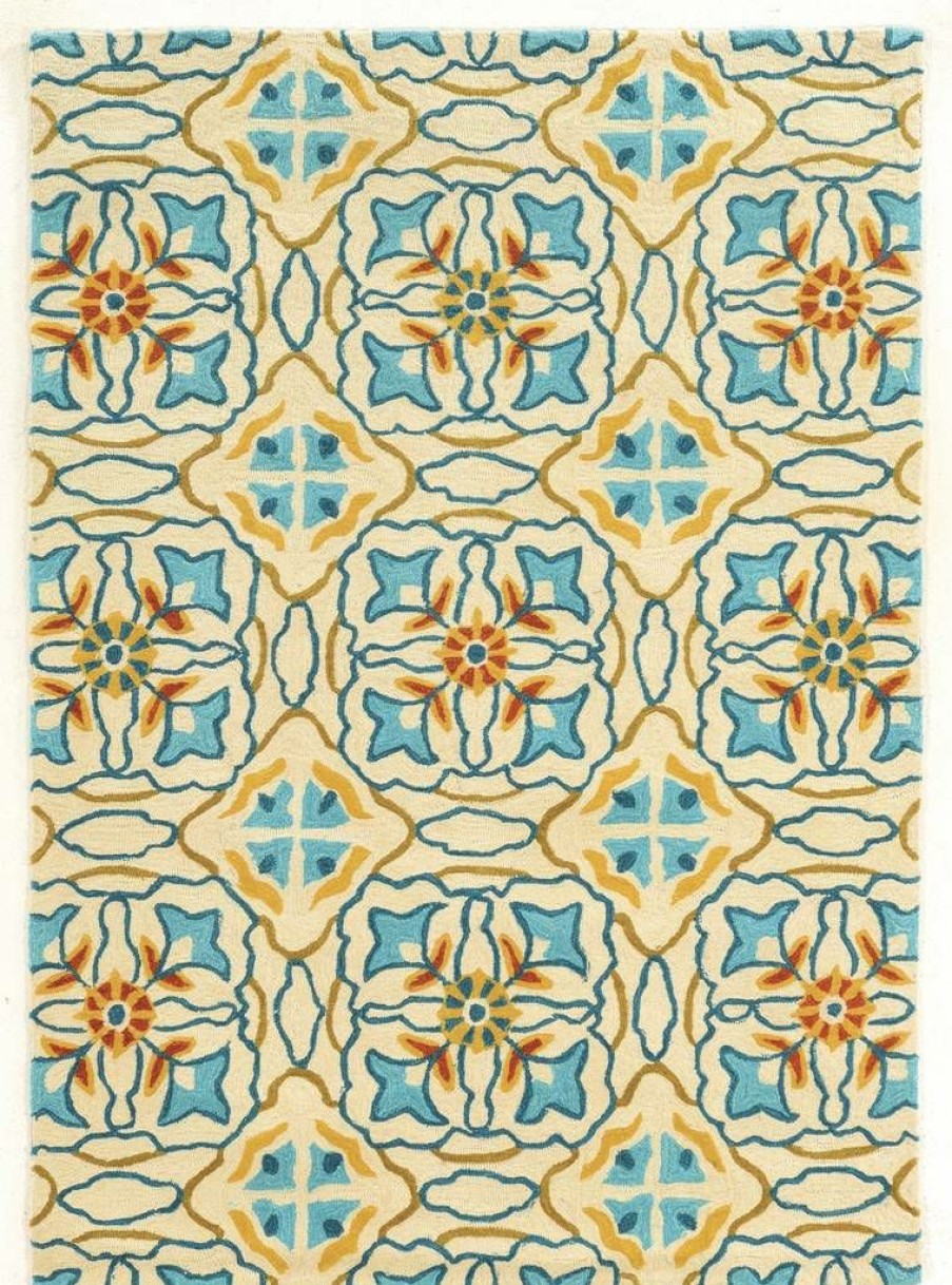 Rugs * | Best Sellers Trio Ettie Ivory & Blue 1.10 2.10 Linon Home Decor Rugta41523