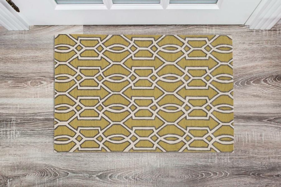 Rugs * | Online Sales Trio Sariya Yellow & Grey 1.10 2.10 Linon Home Decor Rugta55723