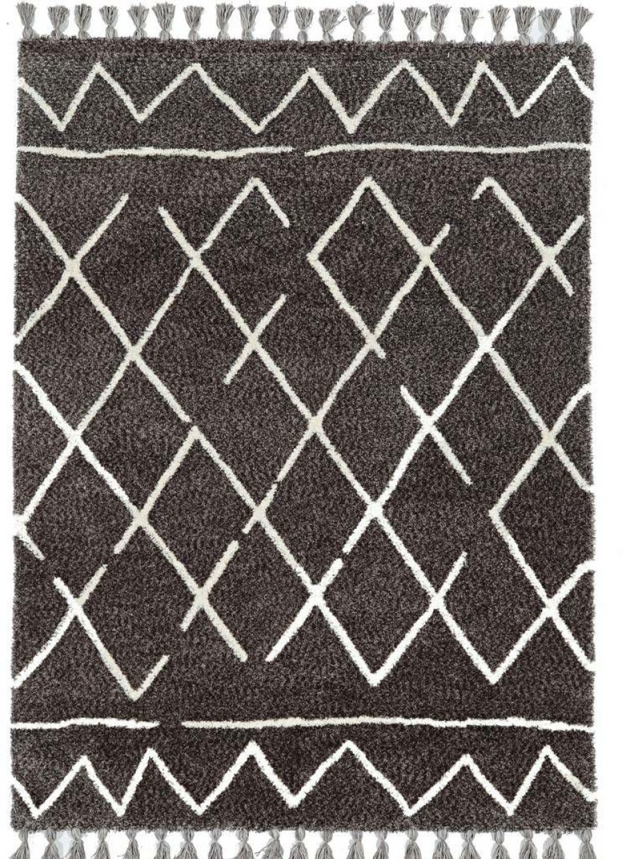 Rugs * | Online Sales Marrakech Zip Grey & Ivory 2 3 Linon Home Decor Rugmk0223