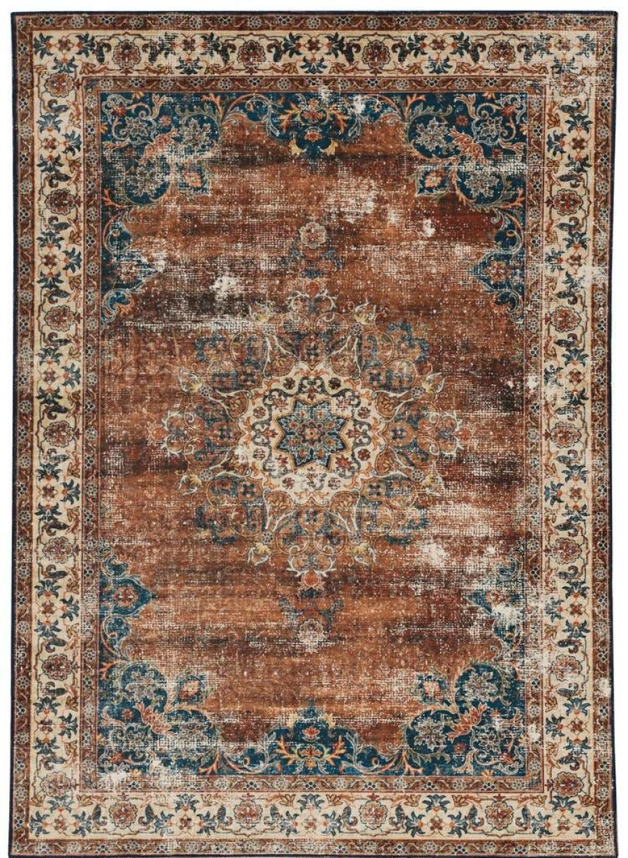 Rugs * | Special Washable Foster Russet/Ivory 3 5 Linon Home Decor Rugwr1135