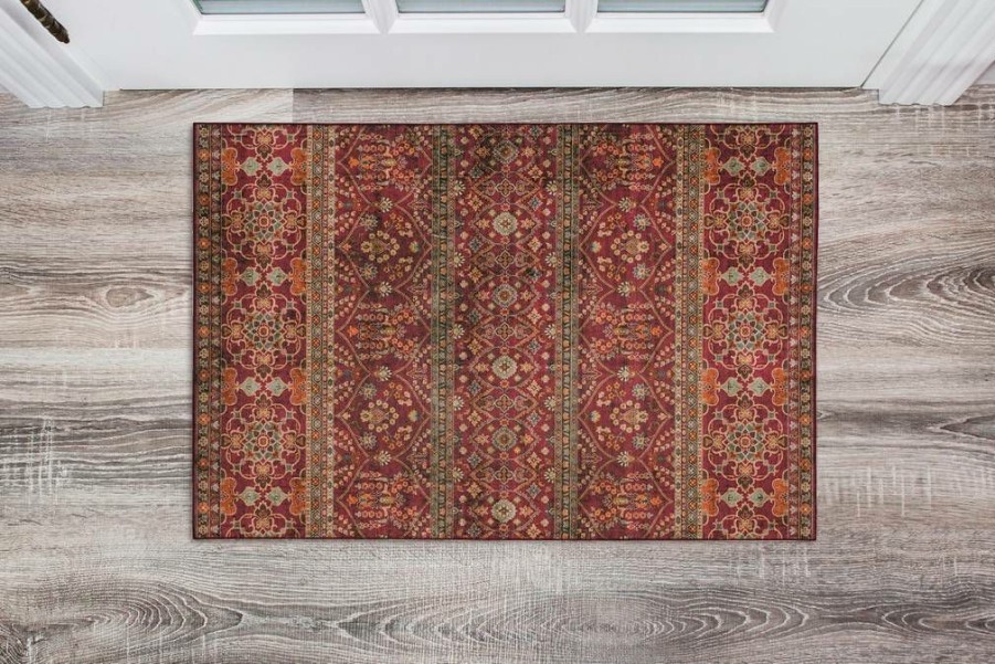 Rugs * | Crazy Deals Washable Neil Garnet/Ivory 2 3 Linon Home Decor Rugwr1723