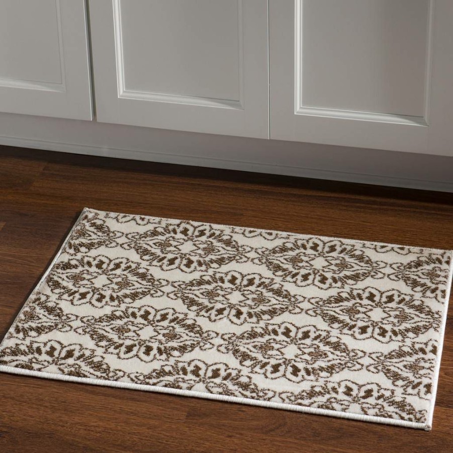 Rugs * | High Quality Elegance Neice White & Brown 2 3 Linon Home Decor Rug-Ee2823