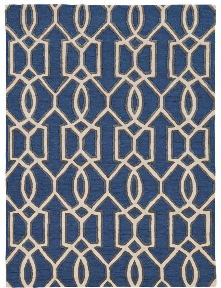 Rugs * | High Quality Trio Sariay Blue & Ivory 1.10 2.10 Linon Home Decor Rugta55823