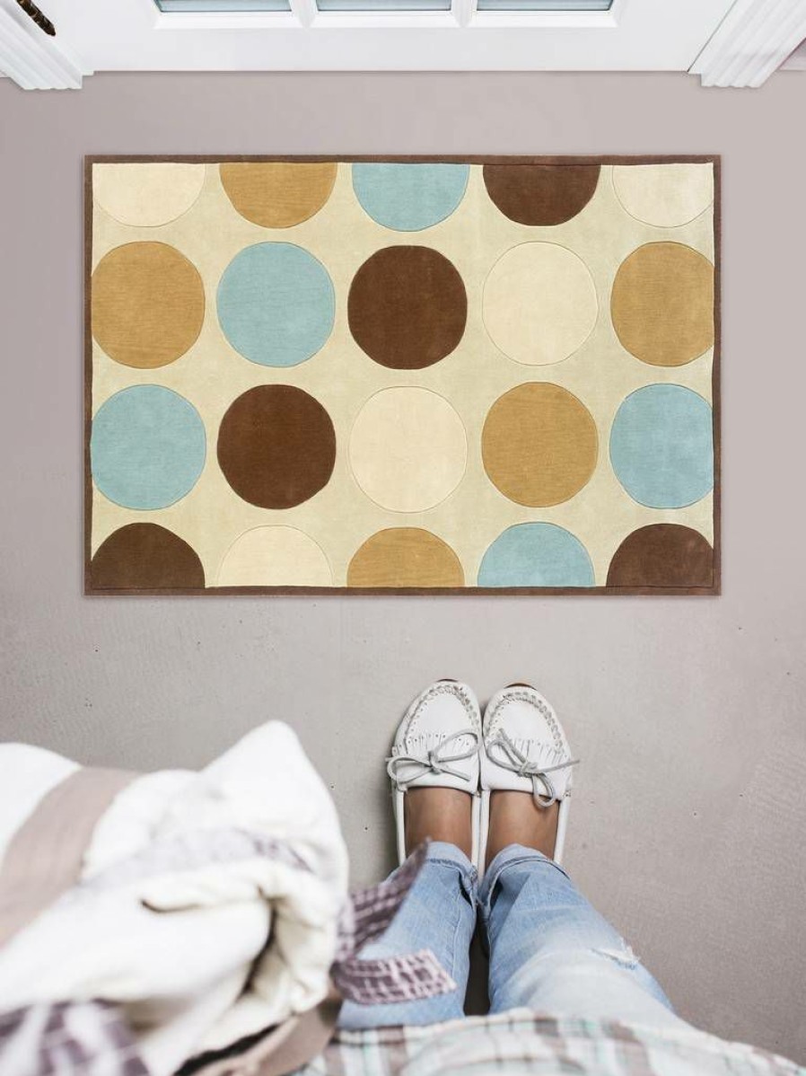 Rugs * | Exclusive Design Trio Devi Tan & Iceblue 1.10 2.10 Linon Home Decor Rug-Tab20323