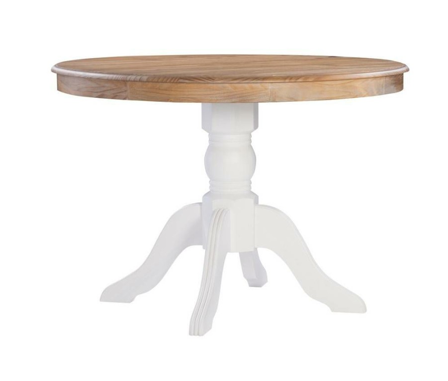 Kitchen & Dining * | Cheap Tobin Pedestal Dining Table, Natural And White Linon Knk159Natwhtabu