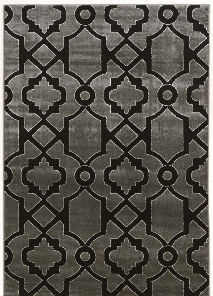 Rugs * | Best Sellers Elegance Geo2 Grey & Black 2 3 Linon Home Decor Rugee34223