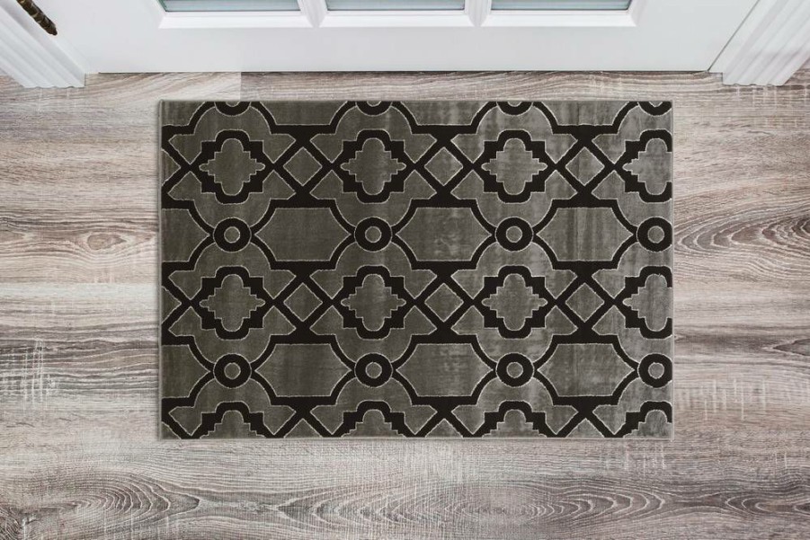 Rugs * | Best Sellers Elegance Geo2 Grey & Black 2 3 Linon Home Decor Rugee34223