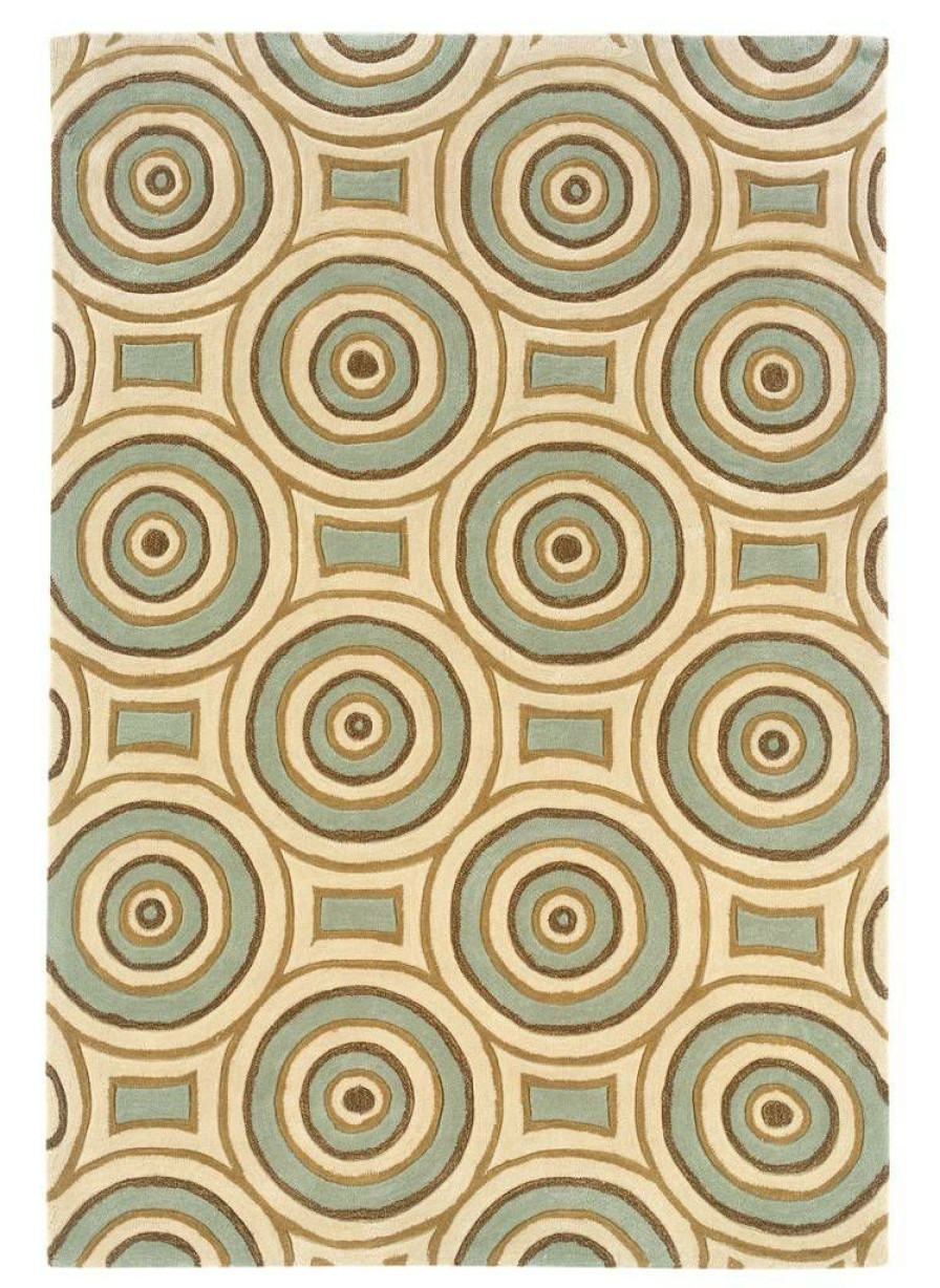 Rugs * | Cheap Trio Combs Cream & Aqua 1.10 2.10 Linon Home Decor Rug-Tab32823