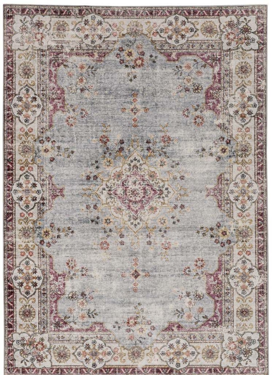 Rugs * | Special Washable Lennox Pale Blue/Ivory 3 5 Linon Home Decor Rugwr1235