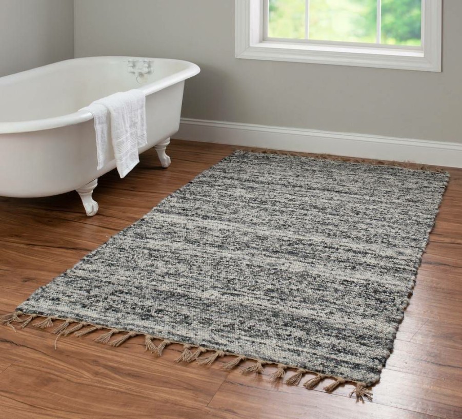 Rugs * | Special Style Verginia Berber Natural & Black 3.5 5.5 Linon Home Decor Rug-Ve21146