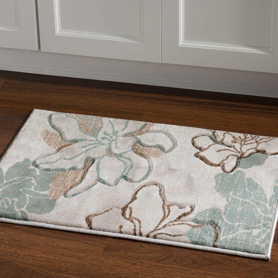 Rugs * | Online Sales Milan Eleanor Ivory & Turquoise1.10 2.10 Linon Home Decor Rug-Mn0523