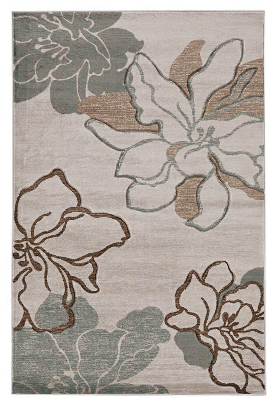 Rugs * | Online Sales Milan Eleanor Ivory & Turquoise1.10 2.10 Linon Home Decor Rug-Mn0523