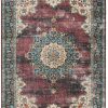 Rugs * | Quick Delivery Washable Bryant Ivory/Burgundy 3 5 Linon Home Decor Rugwr1035