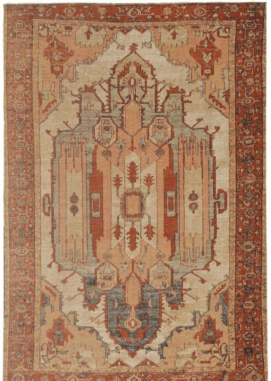 Rugs * | Closeout Sale Great Zero Garron Ivory & Rust 3 5 Linon Home Decor Ruggz0435