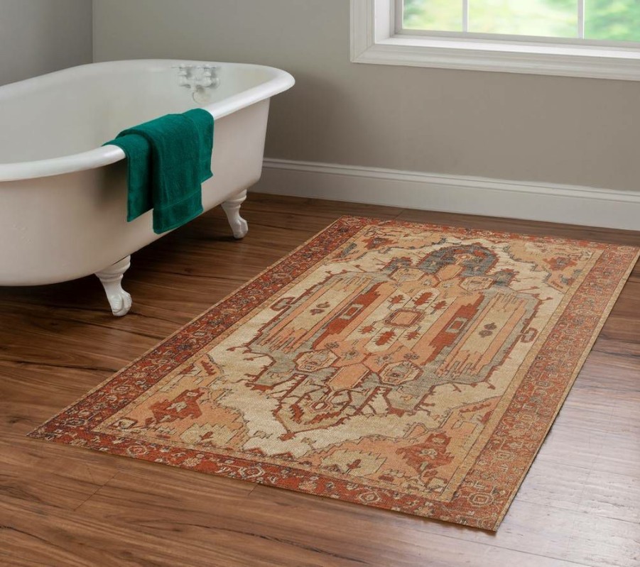 Rugs * | Closeout Sale Great Zero Garron Ivory & Rust 3 5 Linon Home Decor Ruggz0435