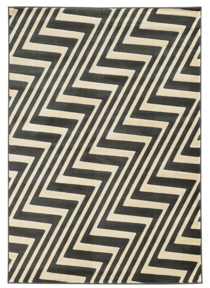 Rugs * | Crazy Deals Roma Zigzag Charcoal & Grey 2 3 Linon Home Decor Rugra1123