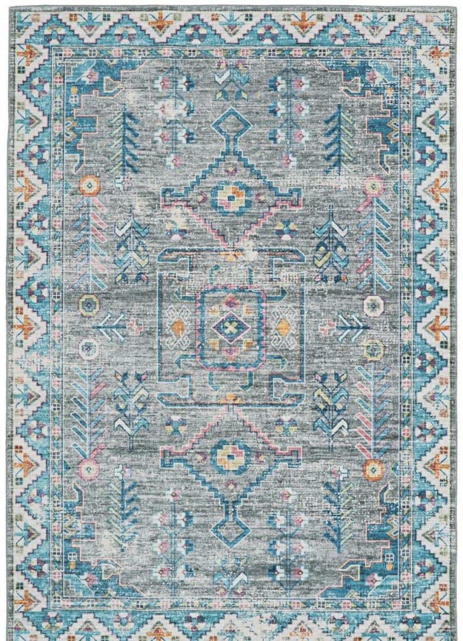 Rugs * | Special Washable Barron Grey/Green 3 5 Linon Home Decor Rugwr0635