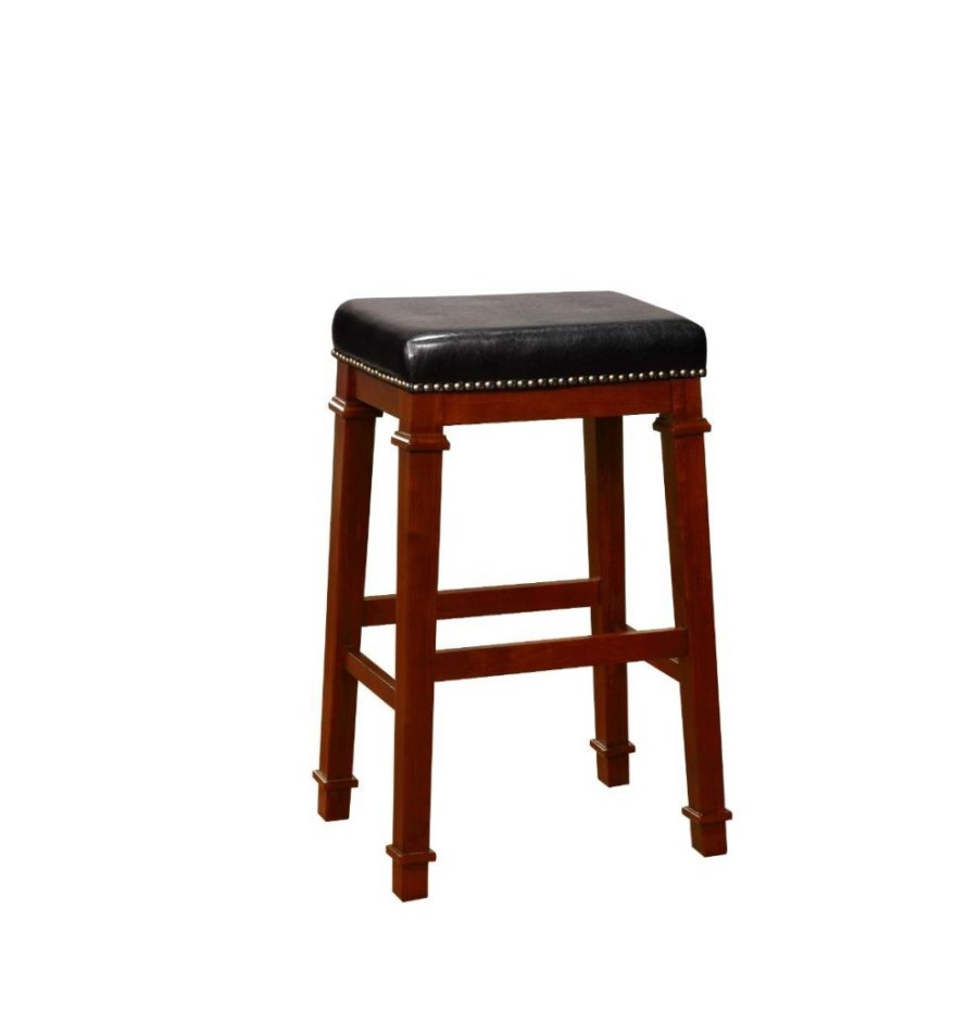 Bar * | Online Store Kennedy Backless Pu Bar Stool Linon 558122Dkchy01U